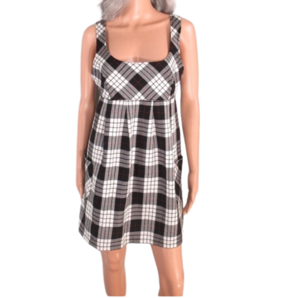 SO Black White Plaid Jumper Tunic Pockets NWOT